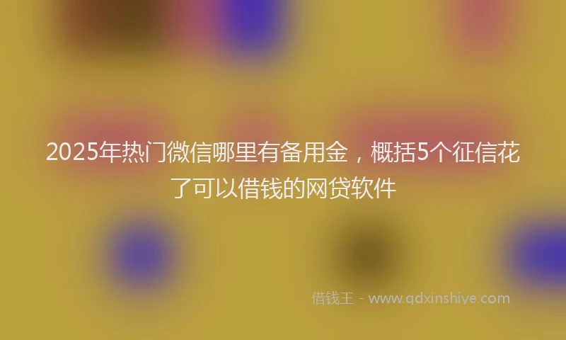 2025年热门微信哪里有备用金，概括5个征信花了可以借钱的网贷软件
