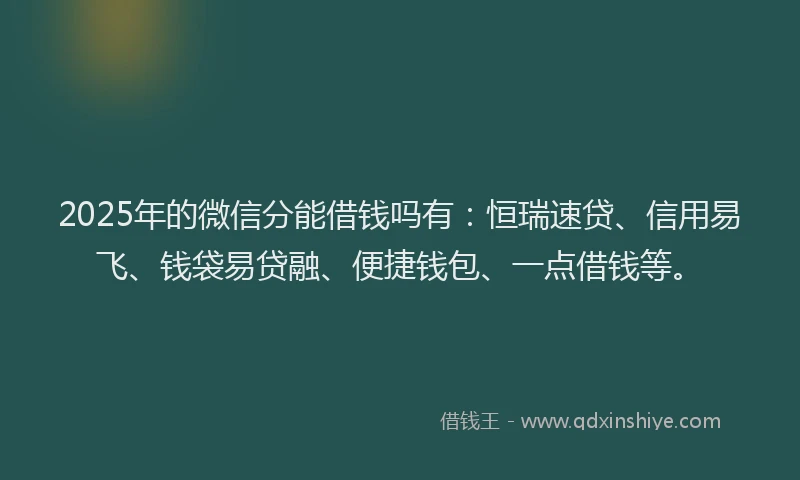 2025年的微信分能借钱吗有：恒瑞速贷、信用易飞、钱袋易贷融、便捷钱包、一点借钱等。