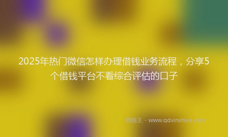 2025年热门微信怎样办理借钱业务流程，分享5个借钱平台不看综合评估的口子