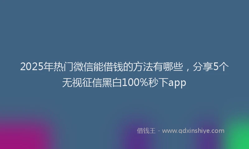 2025年热门微信能借钱的方法有哪些，分享5个无视征信黑白100%秒下app