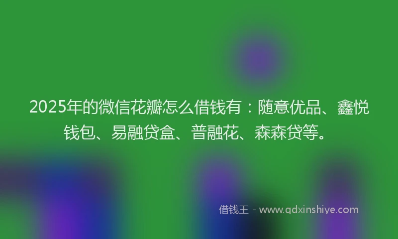 2025年的微信花瓣怎么借钱有：随意优品、鑫悦钱包、易融贷盒、普融花、森森贷等。