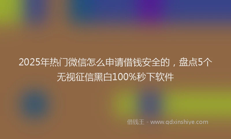 2025年热门微信怎么申请借钱安全的，盘点5个无视征信黑白100%秒下软件