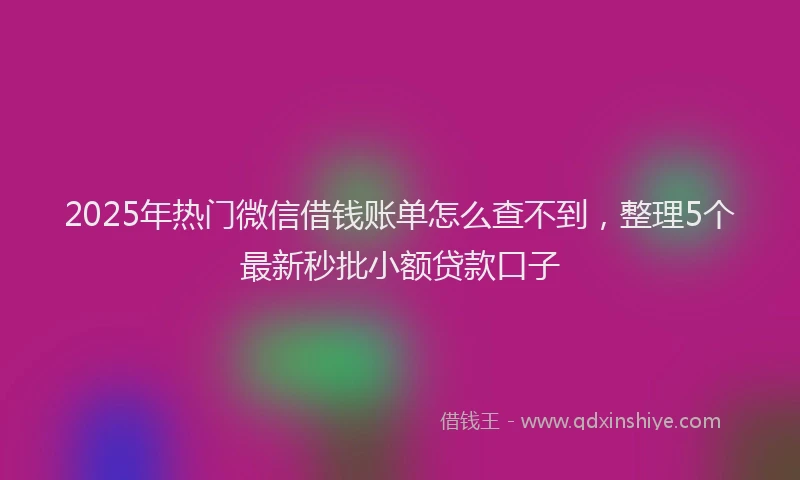 2025年热门微信借钱账单怎么查不到，整理5个最新秒批小额贷款口子