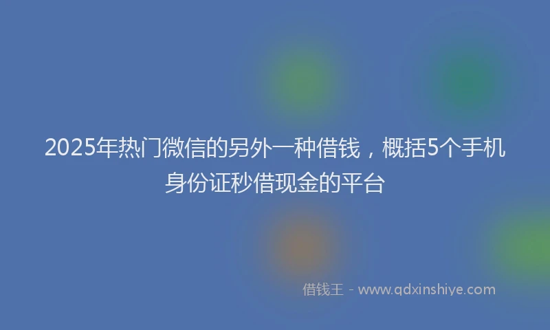 2025年热门微信的另外一种借钱，概括5个手机身份证秒借现金的平台