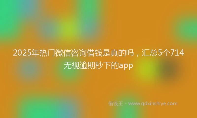 2025年热门微信咨询借钱是真的吗，汇总5个714无视逾期秒下的app