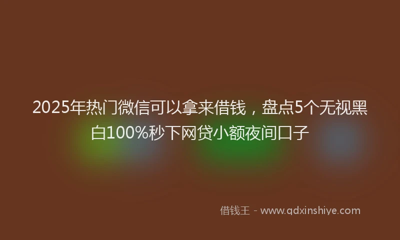2025年热门微信可以拿来借钱，盘点5个无视黑白100%秒下网贷小额夜间口子