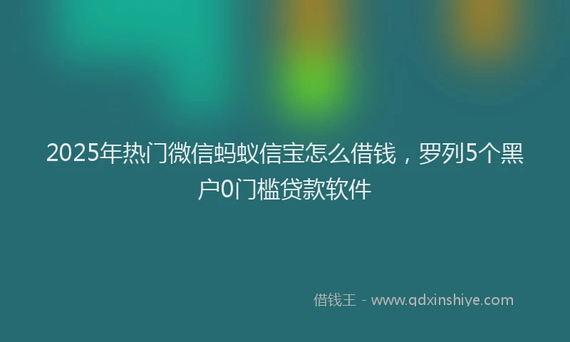 2025年热门微信蚂蚁信宝怎么借钱，罗列5个黑户0门槛贷款软件