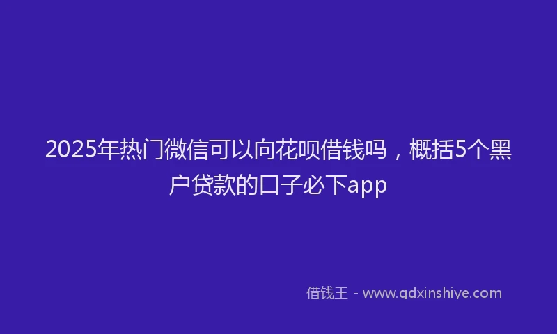 2025年热门微信可以向花呗借钱吗，概括5个黑户贷款的口子必下app