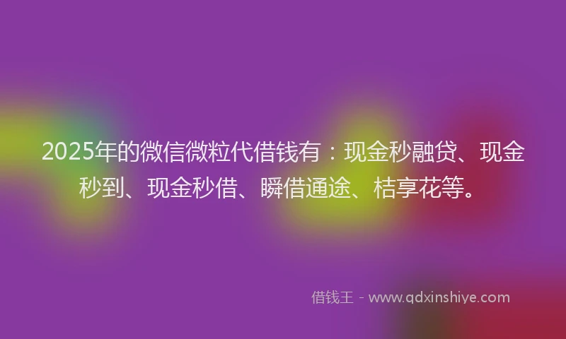 2025年的微信微粒代借钱有：现金秒融贷、现金秒到、现金秒借、瞬借通途、桔享花等。