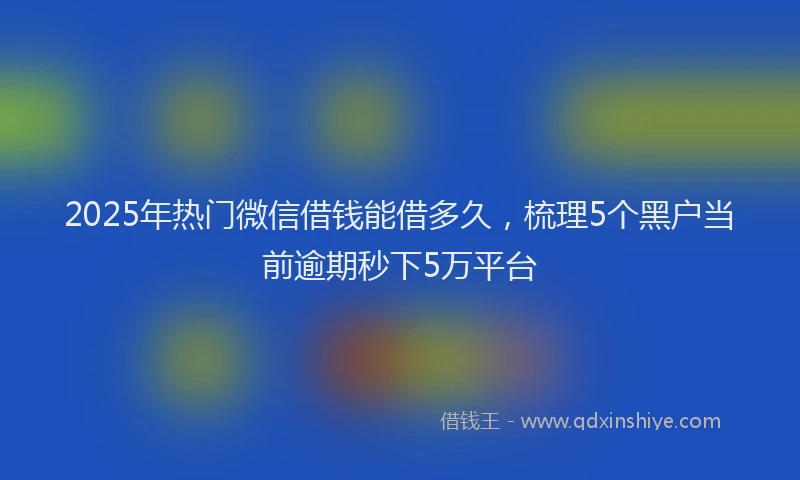 2025年热门微信借钱能借多久，梳理5个黑户当前逾期秒下5万平台