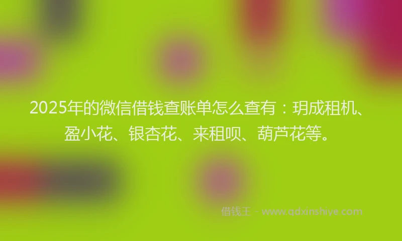 2025年的微信借钱查账单怎么查有：玥成租机、盈小花、银杏花、来租呗、葫芦花等。