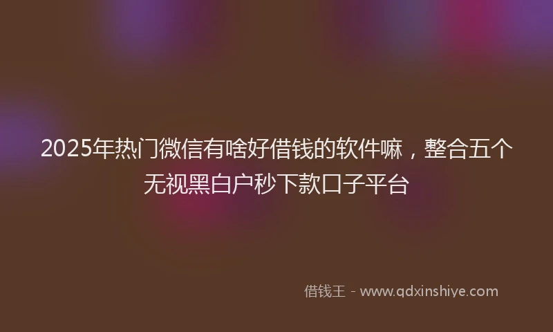 2025年热门微信有啥好借钱的软件嘛，整合五个无视黑白户秒下款口子平台