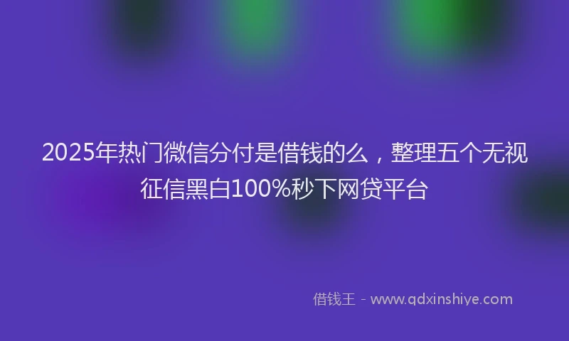 2025年热门微信分付是借钱的么，整理五个无视征信黑白100%秒下网贷平台