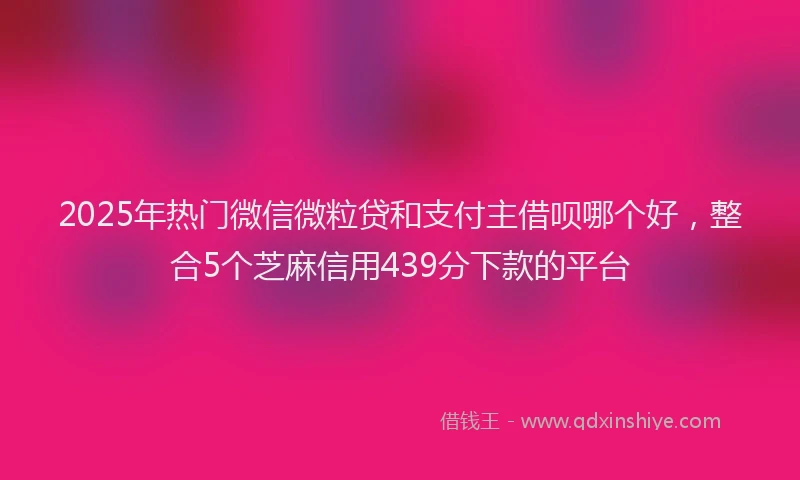 2025年热门微信微粒贷和支付主借呗哪个好，整合5个芝麻信用439分下款的平台