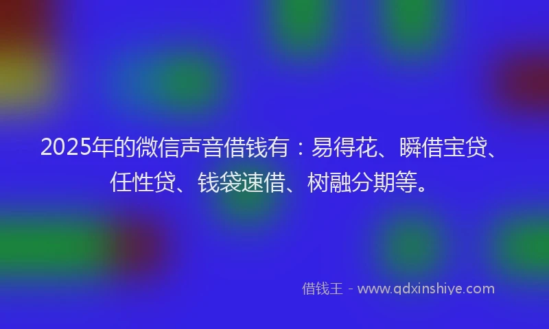 2025年的微信声音借钱有：易得花、瞬借宝贷、任性贷、钱袋速借、树融分期等。