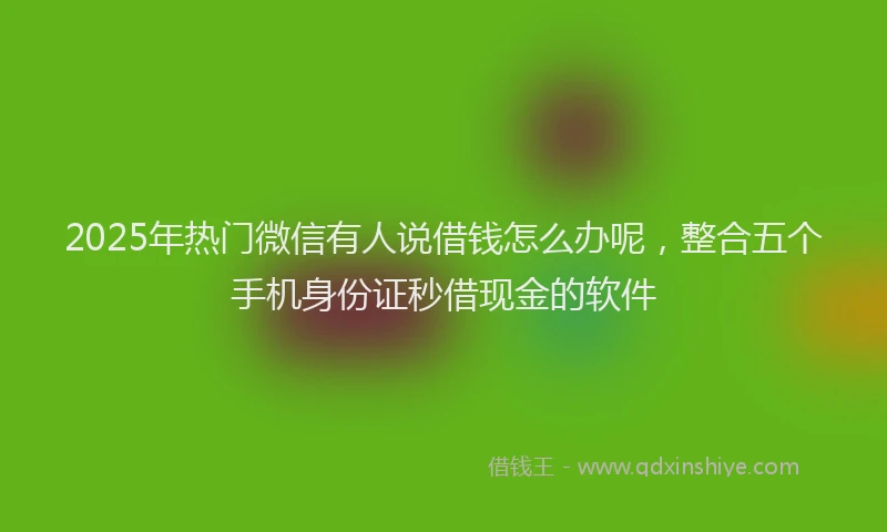 2025年热门微信有人说借钱怎么办呢，整合五个手机身份证秒借现金的软件
