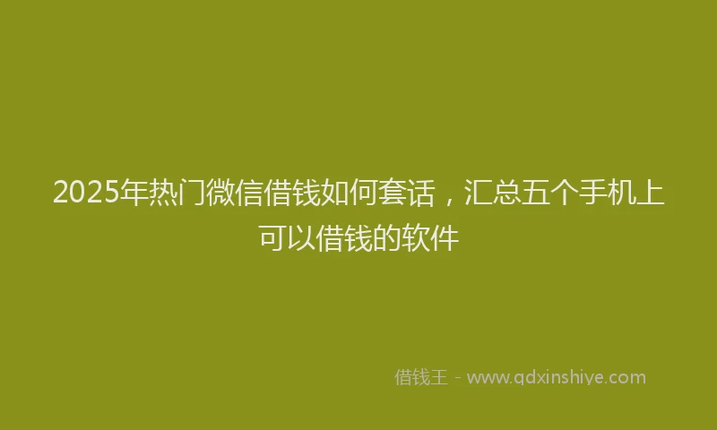 2025年热门微信借钱如何套话，汇总五个手机上可以借钱的软件