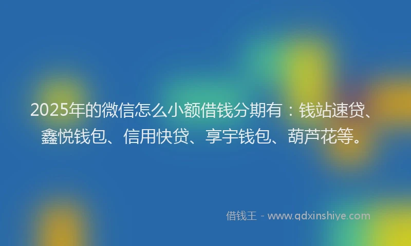 2025年的微信怎么小额借钱分期有：钱站速贷、鑫悦钱包、信用快贷、享宇钱包、葫芦花等。