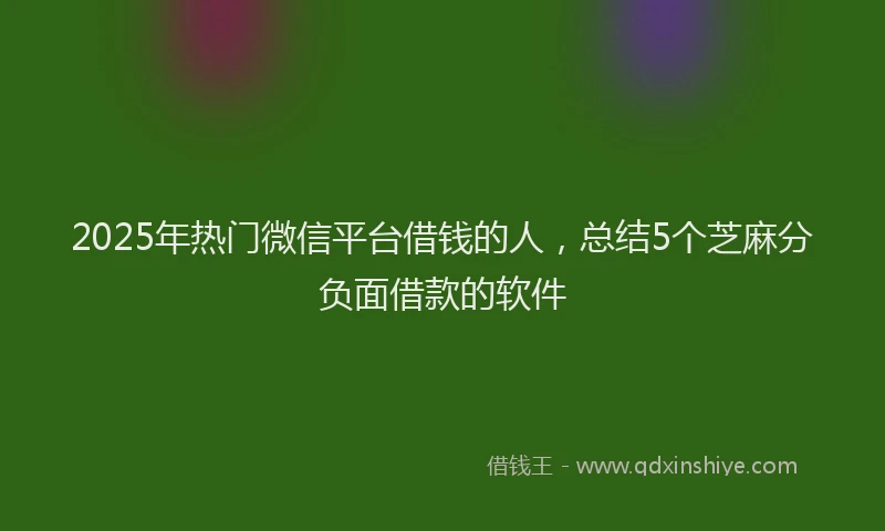 2025年热门微信平台借钱的人，总结5个芝麻分负面借款的软件