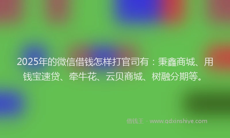 2025年的微信借钱怎样打官司有：秉鑫商城、用钱宝速贷、牵牛花、云贝商城、树融分期等。