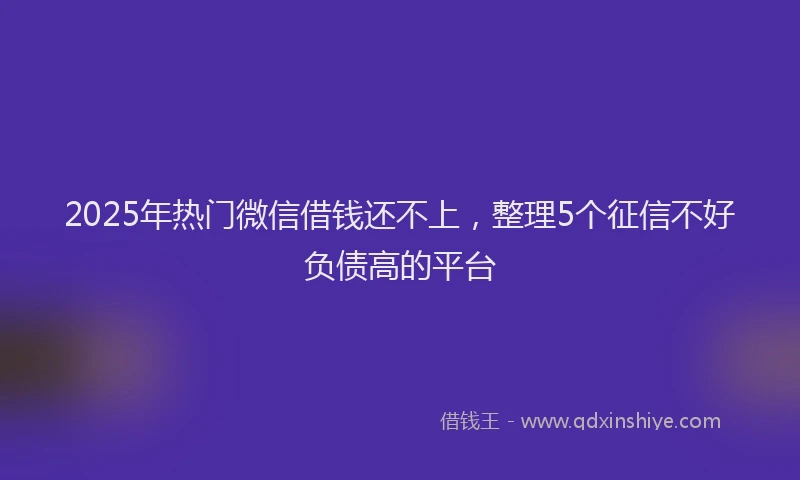 2025年热门微信借钱还不上，整理5个征信不好负债高的平台