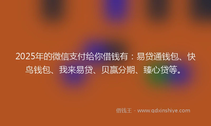 2025年的微信支付给你借钱有：易贷通钱包、快鸟钱包、我来易贷、贝赢分期、臻心贷等。