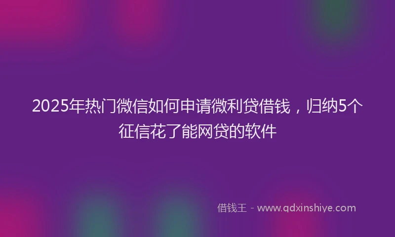 2025年热门微信如何申请微利贷借钱，归纳5个征信花了能网贷的软件