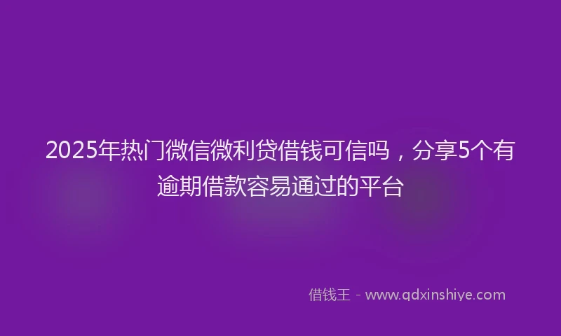 2025年热门微信微利贷借钱可信吗，分享5个有逾期借款容易通过的平台