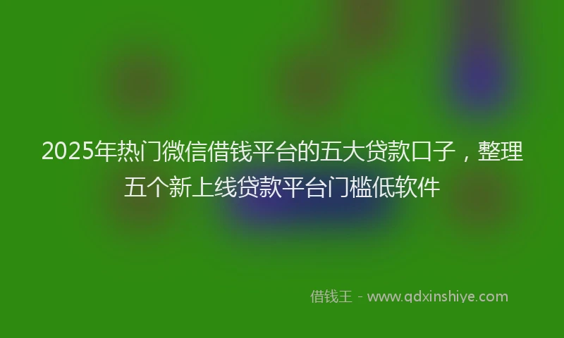 2025年热门微信借钱平台的五大贷款口子，整理五个新上线贷款平台门槛低软件
