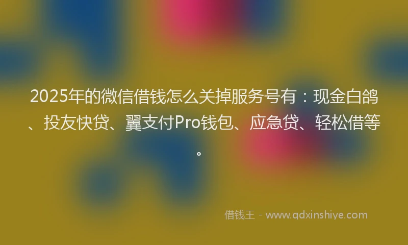 2025年的微信借钱怎么关掉服务号有：现金白鸽、投友快贷、翼支付Pro钱包、应急贷、轻松借等。