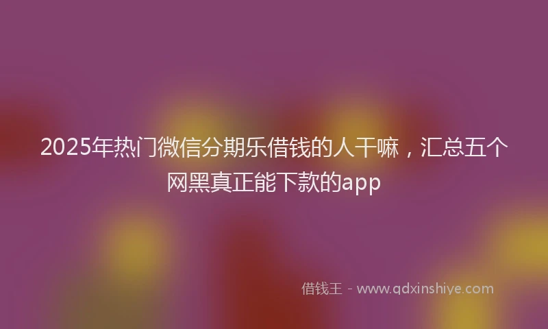 2025年热门微信分期乐借钱的人干嘛，汇总五个网黑真正能下款的app