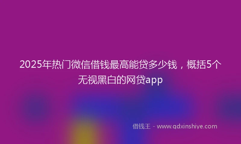 2025年热门微信借钱最高能贷多少钱，概括5个无视黑白的网贷app