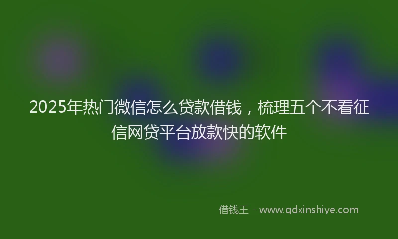 2025年热门微信怎么贷款借钱，梳理五个不看征信网贷平台放款快的软件