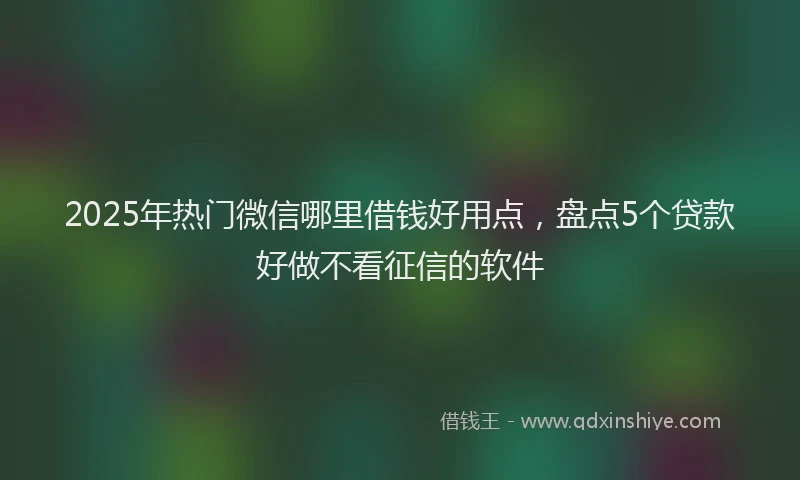 2025年热门微信哪里借钱好用点，盘点5个贷款好做不看征信的软件