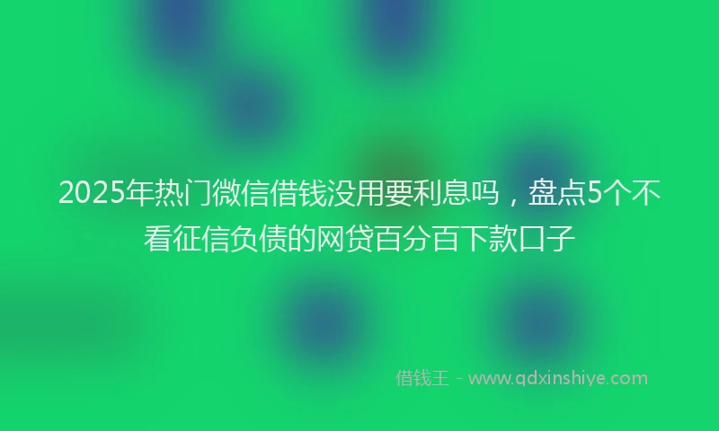 2025年热门微信借钱没用要利息吗，盘点5个不看征信负债的网贷百分百下款口子