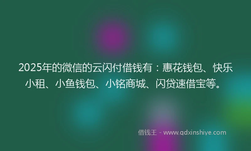 2025年的微信的云闪付借钱有：惠花钱包、快乐小租、小鱼钱包、小铭商城、闪贷速借宝等。