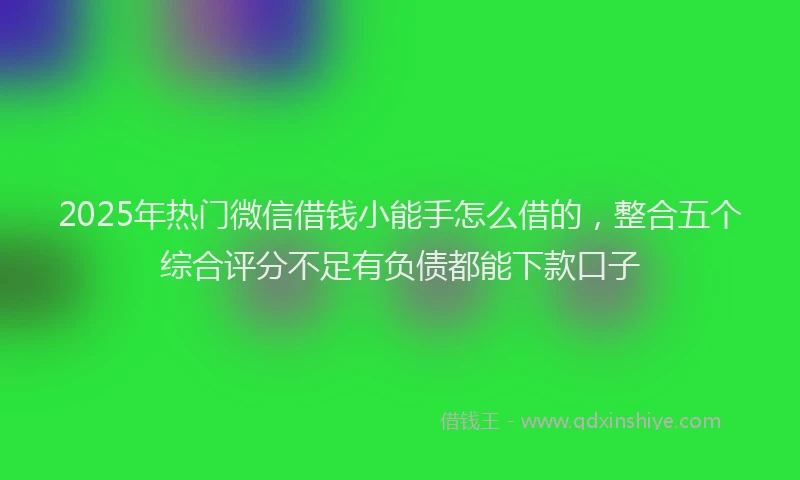 2025年热门微信借钱小能手怎么借的，整合五个综合评分不足有负债都能下款口子