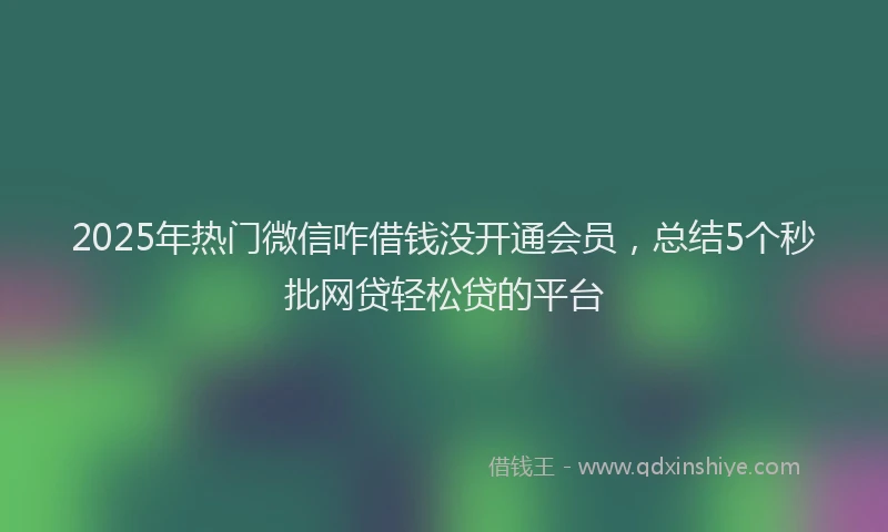 2025年热门微信咋借钱没开通会员，总结5个秒批网贷轻松贷的平台