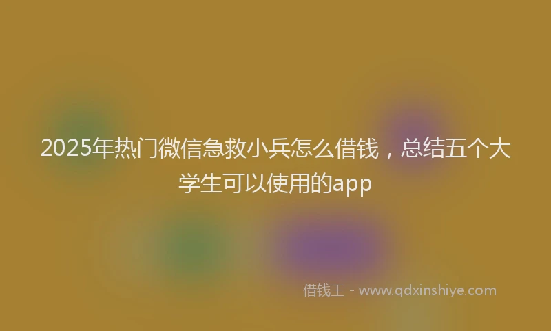 2025年热门微信急救小兵怎么借钱，总结五个大学生可以使用的app
