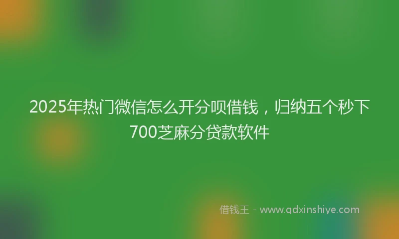 2025年热门微信怎么开分呗借钱，归纳五个秒下700芝麻分贷款软件