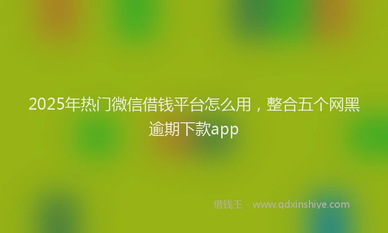 2025年热门微信借钱平台怎么用，整合五个网黑逾期下款app