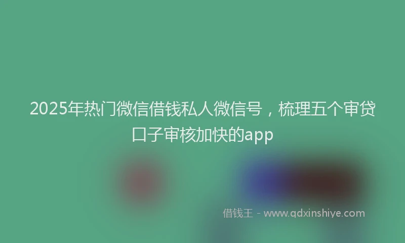 2025年热门微信借钱私人微信号，梳理五个审贷口子审核加快的app