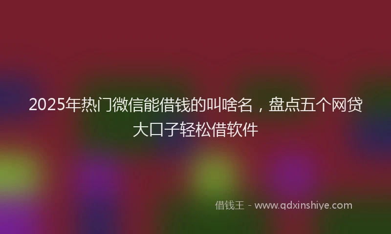 2025年热门微信能借钱的叫啥名，盘点五个网贷大口子轻松借软件