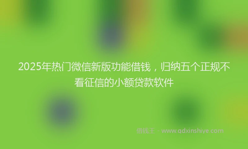 2025年热门微信新版功能借钱，归纳五个正规不看征信的小额贷款软件