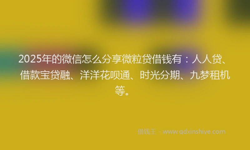 2025年的微信怎么分享微粒贷借钱有：人人贷、借款宝贷融、洋洋花呗通、时光分期、九梦租机等。