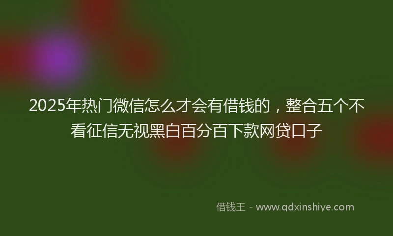 2025年热门微信怎么才会有借钱的，整合五个不看征信无视黑白百分百下款网贷口子