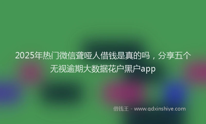 2025年热门微信聋哑人借钱是真的吗，分享五个无视逾期大数据花户黑户app