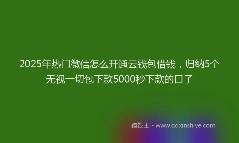 2025年热门微信怎么开通云钱包借钱，归纳5个无视一切包下款5000秒下款的口子