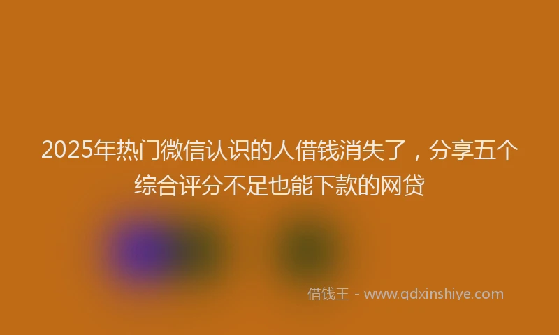 2025年热门微信认识的人借钱消失了，分享五个综合评分不足也能下款的网贷