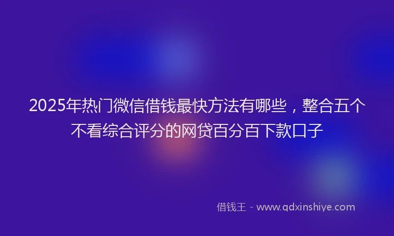 2025年热门微信借钱最快方法有哪些，整合五个不看综合评分的网贷百分百下款口子